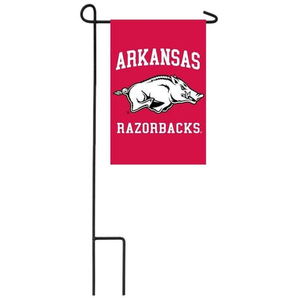 1 ft. x 1-1/2 ft. University of Arkansas 2-Sided Garden Flag with 3-2/3 ft. Metal Flagpole