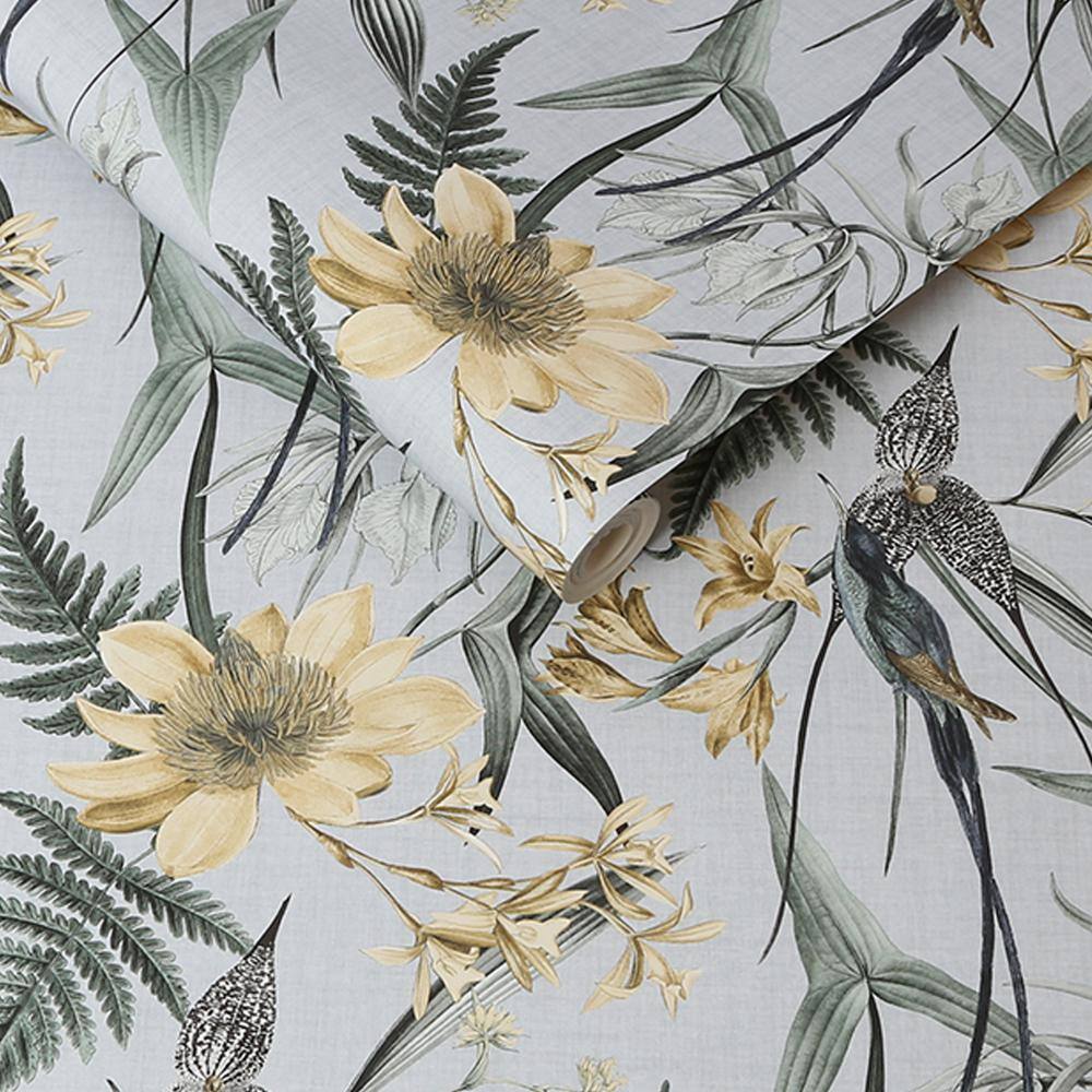 Botanic Garden Blue and Yellow Tropical Removable Wallpaper
