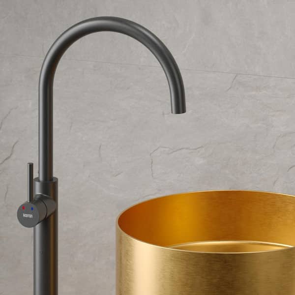 Howick Single Hole Single Handle Freestanding Bathroom Faucet in Gunmetal Grey