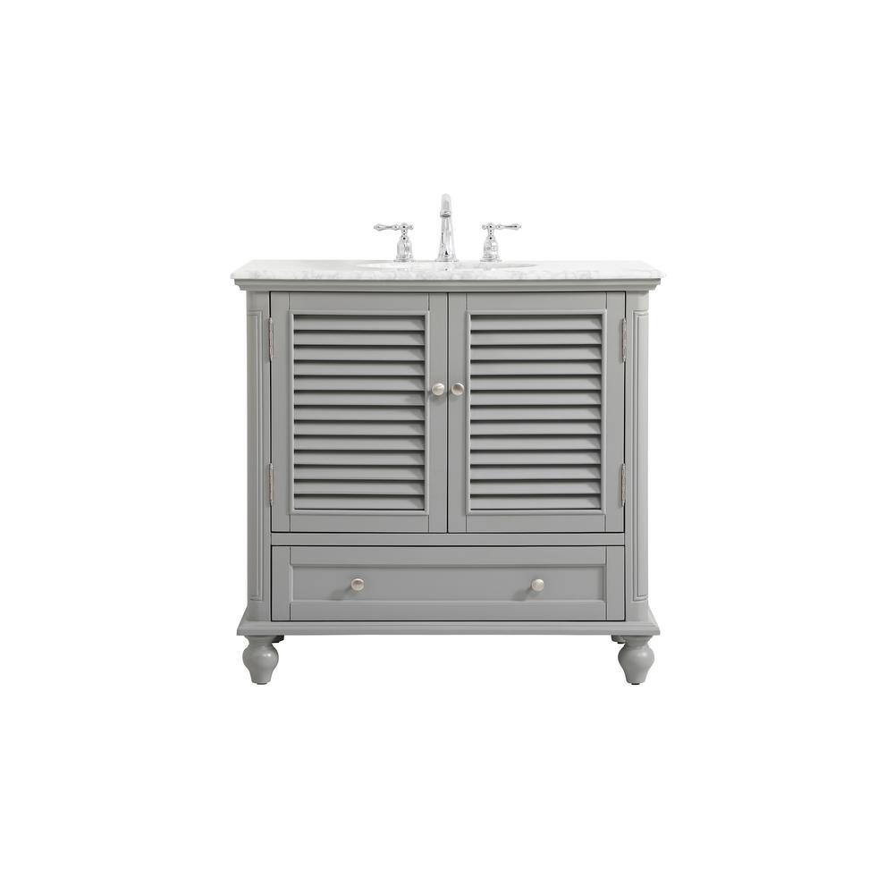 Simply Living 36 in. Single Bathroom Vanity in Grey with Marble Vanity Top 