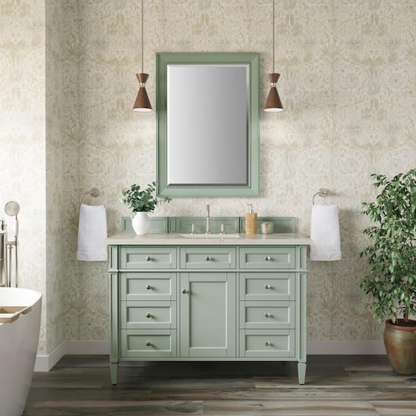 Brittany 48.0 in. Single Bath Vanity in Sage Green with Siberian Quartz Top