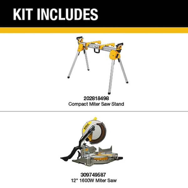 15 Amp Corded 12 in. Single Bevel Compound Miter Saw with 500 lbs. Capacity Compact Miter Saw Stand