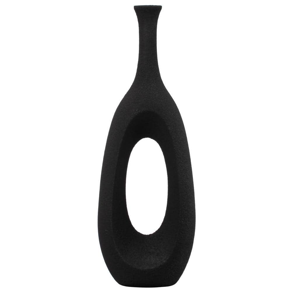 Uniquewise 36 in. Frosted Black Fiberglass Tall Floor Vase