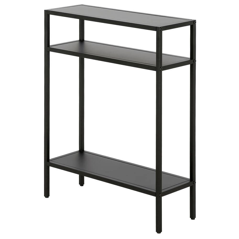 Ricardo Compact Blackened Bronze Console Table with Metal Shelves