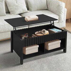 Black 39.40 in.W Rectangular wood Lift Top Coffee Table