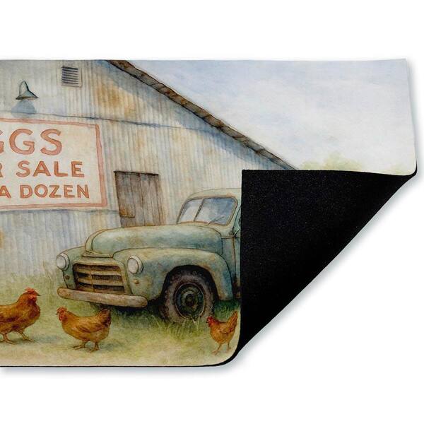 Eggs For Sale Farmhouse Green 18 in. x 30 in. Polyester Non-Slip Outdoor Door Mat