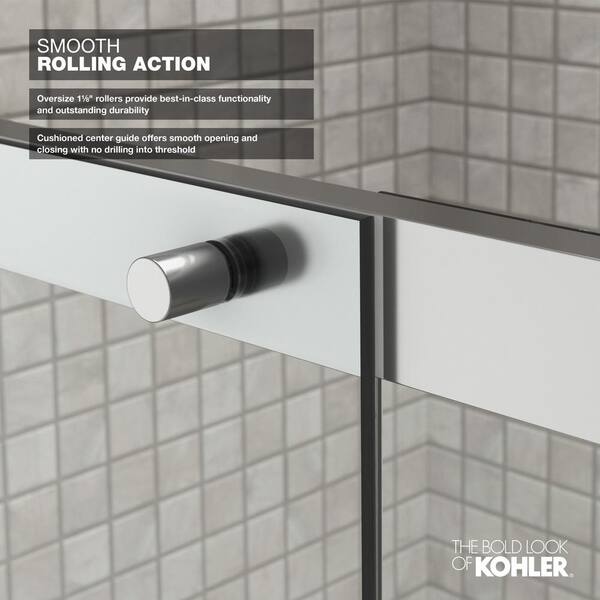 KOHLER Elate Tall 56-60 in. W x 76 in. H Sliding Frameless Shower Door in Bright Silver with Crystal Clear Glass
