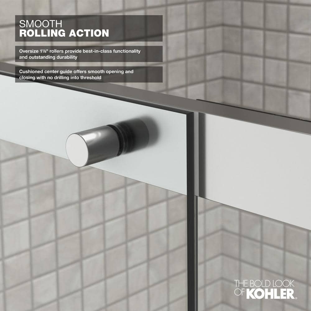 Elate Bright Silver Frameless Sliding Shower Door with Crystal Clear Glass