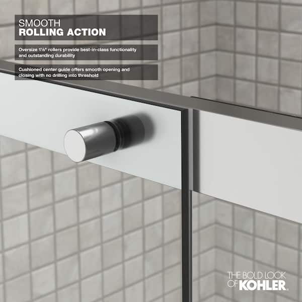 KOHLER Elate 56-60 in. W x 57 in. H Sliding Frameless Tub Door in Matte Black with Frosted Glass