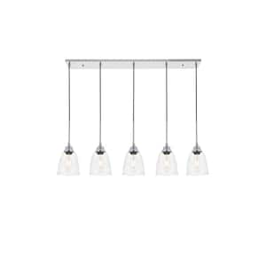 Timeless Home Fields 5-Light Pendant in Chrome with 5.7 in. W x 6.1 in. H Clear Glass Shade