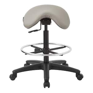 35 in. Pneumatic Drafting Chair with Stratus Beige Vinyl Saddle Seat