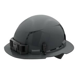 BOLT Gray Type 1 Class C Full Brim Vented Hard Hat with 4 Point Ratcheting Suspension