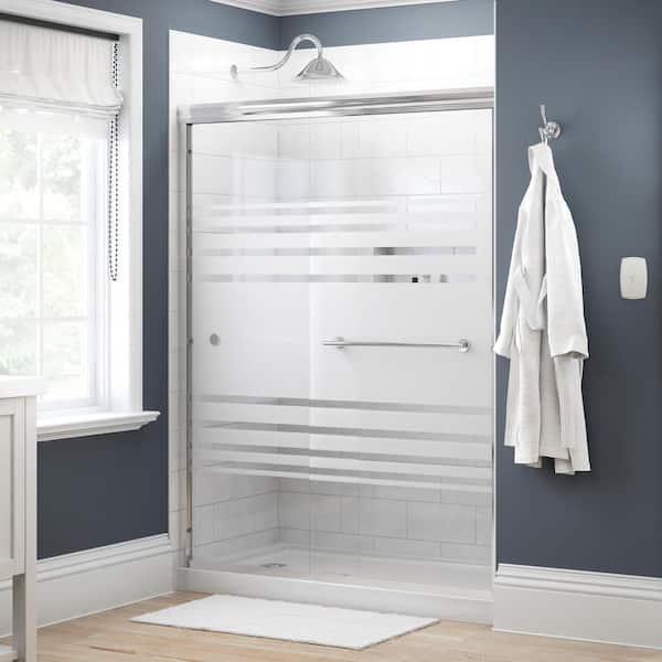 Delta Traditional 60 in. x 70 in. Semi-Frameless Sliding Shower Door in Chrome with 1/4 in. Tempered Transition Glass