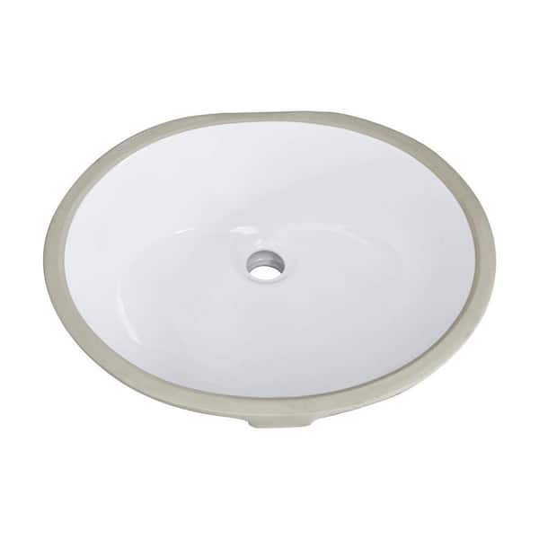 19.5 in. x 15.94 in. Drop-In Oval Bathroom Sink in White Ceramic with Overflow and Durable Non-Porous