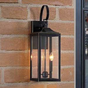 25.7 in. 2-Light Bronze Non Solar Large Outdoor Wall Lantern Sconce Light