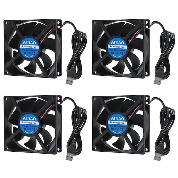 Etokfoks 80 mm 5-Volt DC USB Brushless Oil Bearing Cooling Fan for 3D Printer Computer Case (4-Pack)