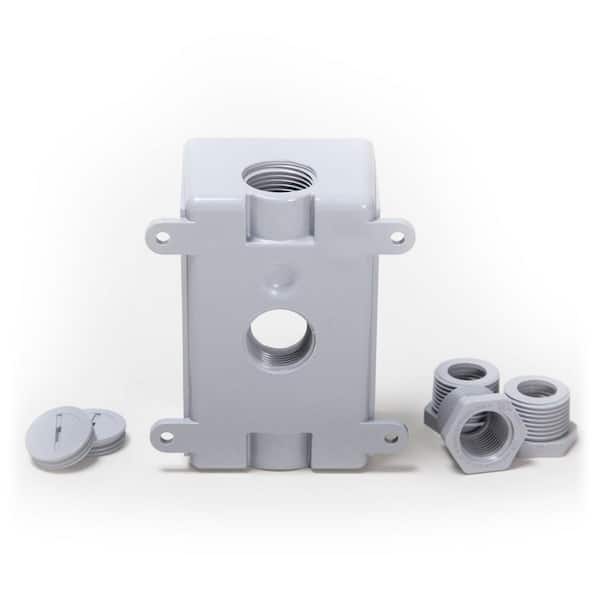 Threaded Outlets Hubbell-Bell PDB77550GY Two-Gang Weatherproof Box Seven 1/2 or 3/4-Inch Gray Finish 2021 version