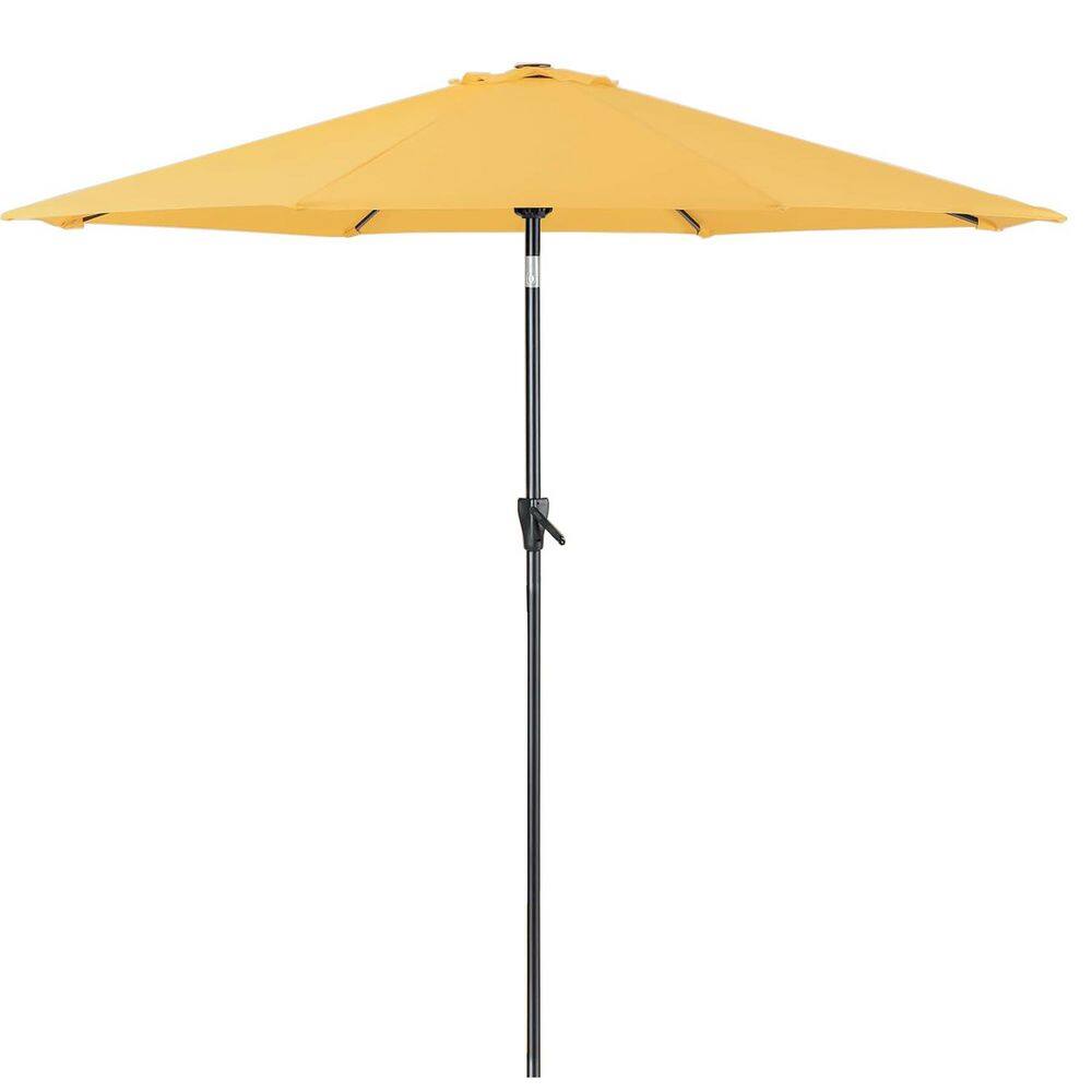 9 ft. Aluminum Market Tilt Patio Umbrella in Yellow with Push Button Tilt