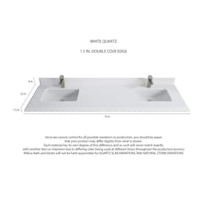 Hudson 72 in. Double Sink Freestanding Alabaster Bath Vanity with White Top Unassembled