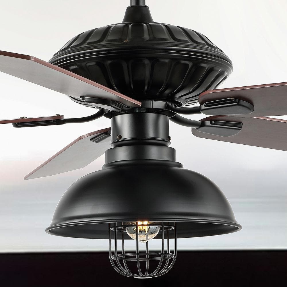 JONATHAN Y Ashton 52 in. 1Light Farmhouse Industrial Iron Dome Shade Indoor LED Ceiling Fan