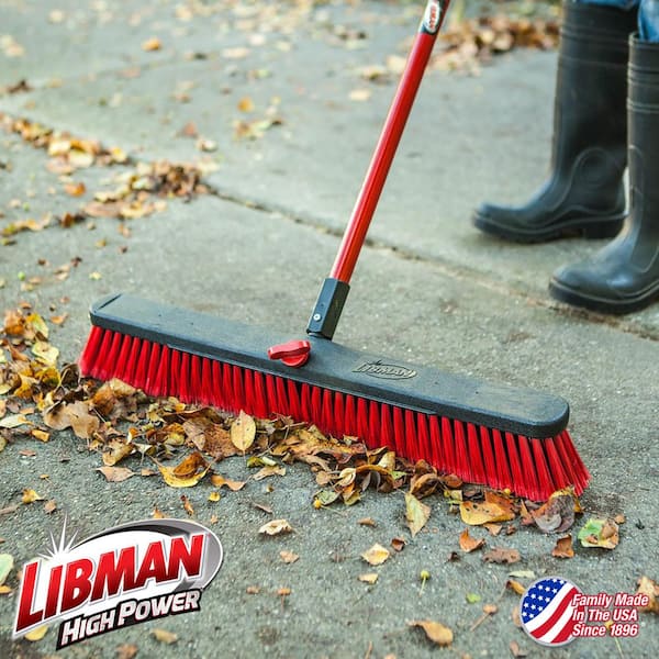 24 in. High Power Multi-Surface Push Broom with 60 in. Steel Handle