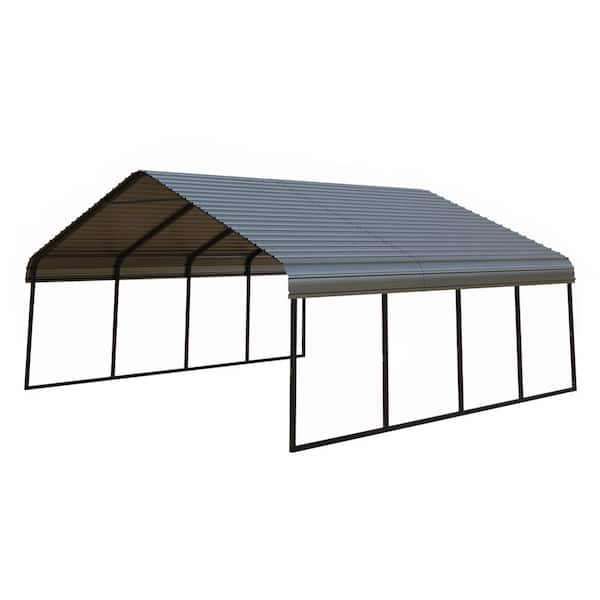 10 ft. W x 20 ft. D x 10 ft. H Gray All-Weather Metal Carport