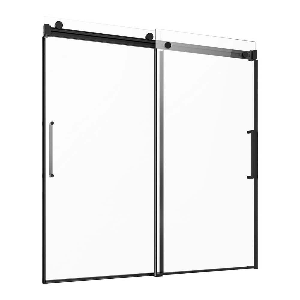 56-60 in. W x 60 in. H Frameless Sliding Bathtub Door in Black with Nano Water-Repellent Coated Glass price history on PriceWatchPro