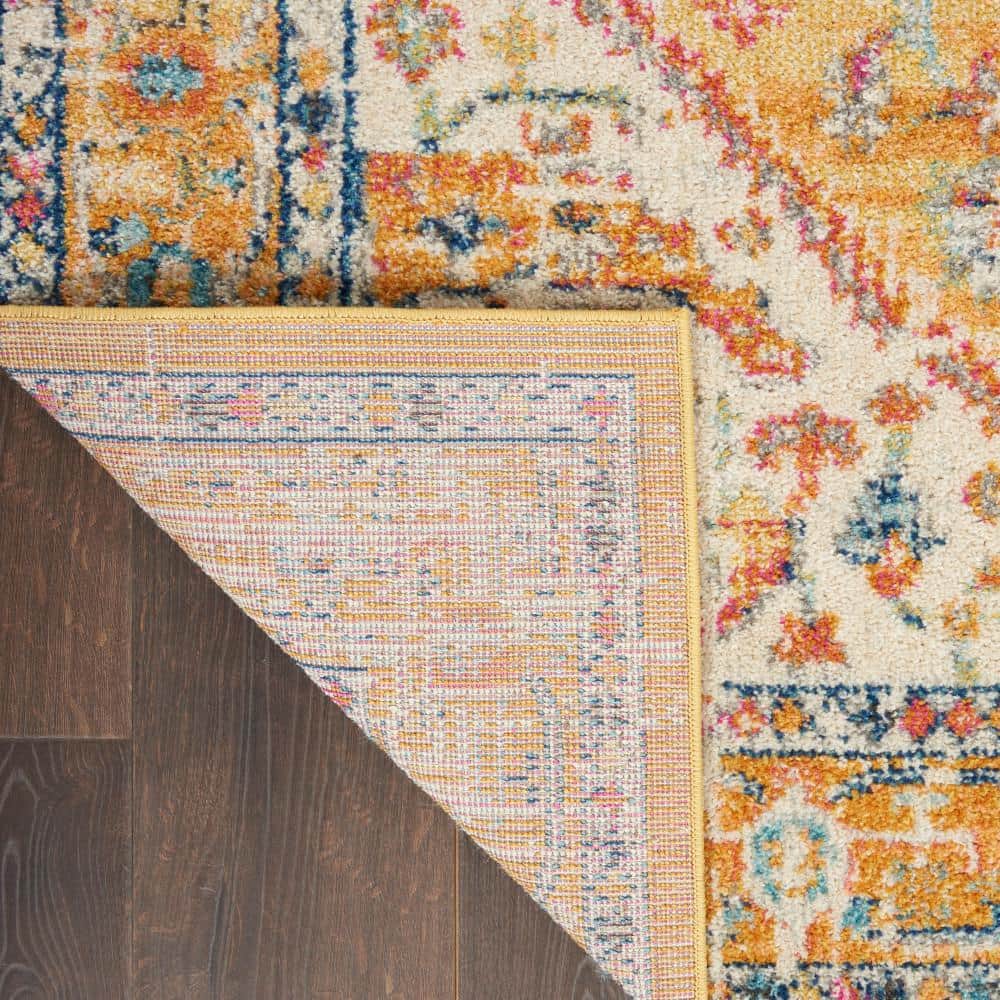 Ivory and Yellow Floral Viscose Rectangular Area Rug
