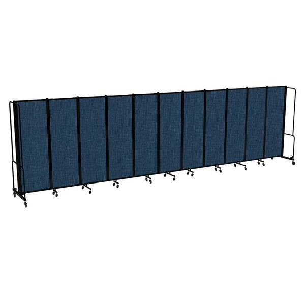 HAMPDEN FURNISHINGS Otis Collection Portable Room Divider, 11 Blue Panels, Black Frame