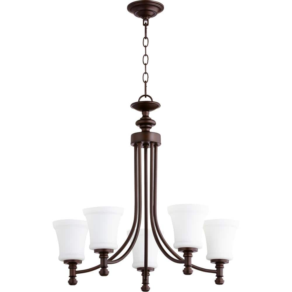 Rossington 5- -Light Oiled Bronze Chandelier with Satin Opal Glass price history on PriceWatchPro