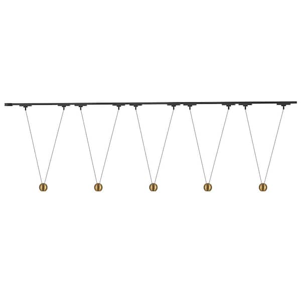 Faria Double 5 Light Brushed Gold dimmable 4000K LED Trilo Track Ceiling Kit