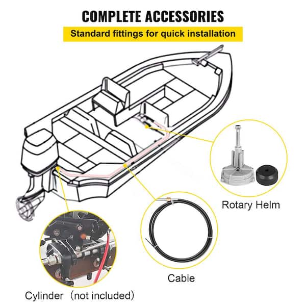 Outboard Steering Kit 16 ft. Boat Steering System 3/4 in. Shaft Boat Steering Cables for Boats