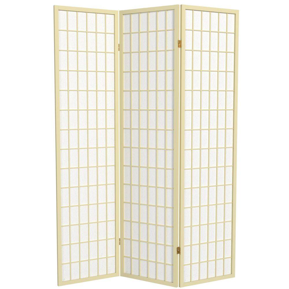 Ivory Shoji 3-Panel Folding Room Divider with Rice Paper