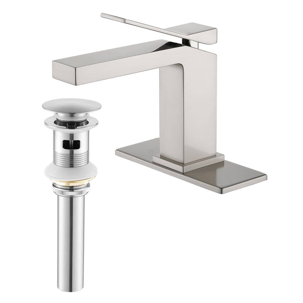 Brass Single Handle Single Hole Bathroom Faucet with Deckplate, Pop-Up Drain and Supply Lines in Brushed Nickel price history on PriceWatchPro