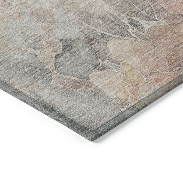 Chantille Machine Washable Indoor/Outdoor Abstract ACN1859 Taupe 8 ft. x 8 ft. Round Rug