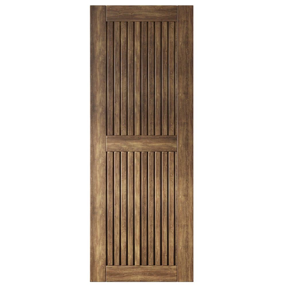 ST 30 in. x 84 in. C-Panel Solid Core Dark Walnut Vertical Stripe Design Pine Wood Interior Sliding Barn Door Slab price history on PriceWatchPro
