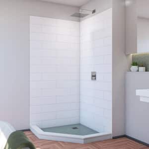 DreamStone 42 in. W x 84 in. H x 42 in. D 2-Piece Glue Up Modern Solid Corner Shower Wall Surround in White