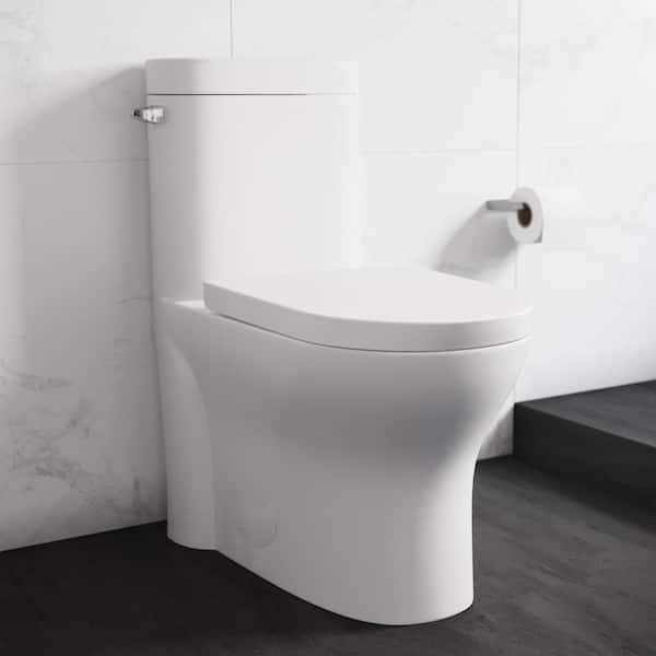 Swiss Madison Monaco 1-Piece 1.28 GPF Elongated Left Side Single Flush Handle Toilet in Glossy White