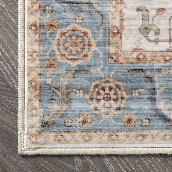 Dalileh Neutral 6 ft. x 9 ft. Woven Medallion Polyester Area Rug