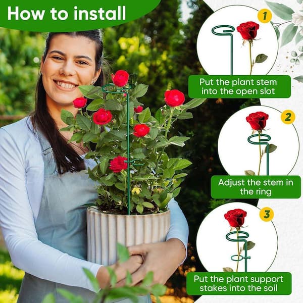 17 in. Wood Plant Support Stakes, 4 mm Thick Garden Single Stem