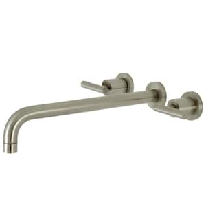 Manhattan 2-Handle Wall Mount Tub Faucet in Brushed Nickel (Valve Included)