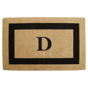 Single Picture Frame Black 30 in. x 48 in. HeavyDuty Coir Monogrammed T Door Mat