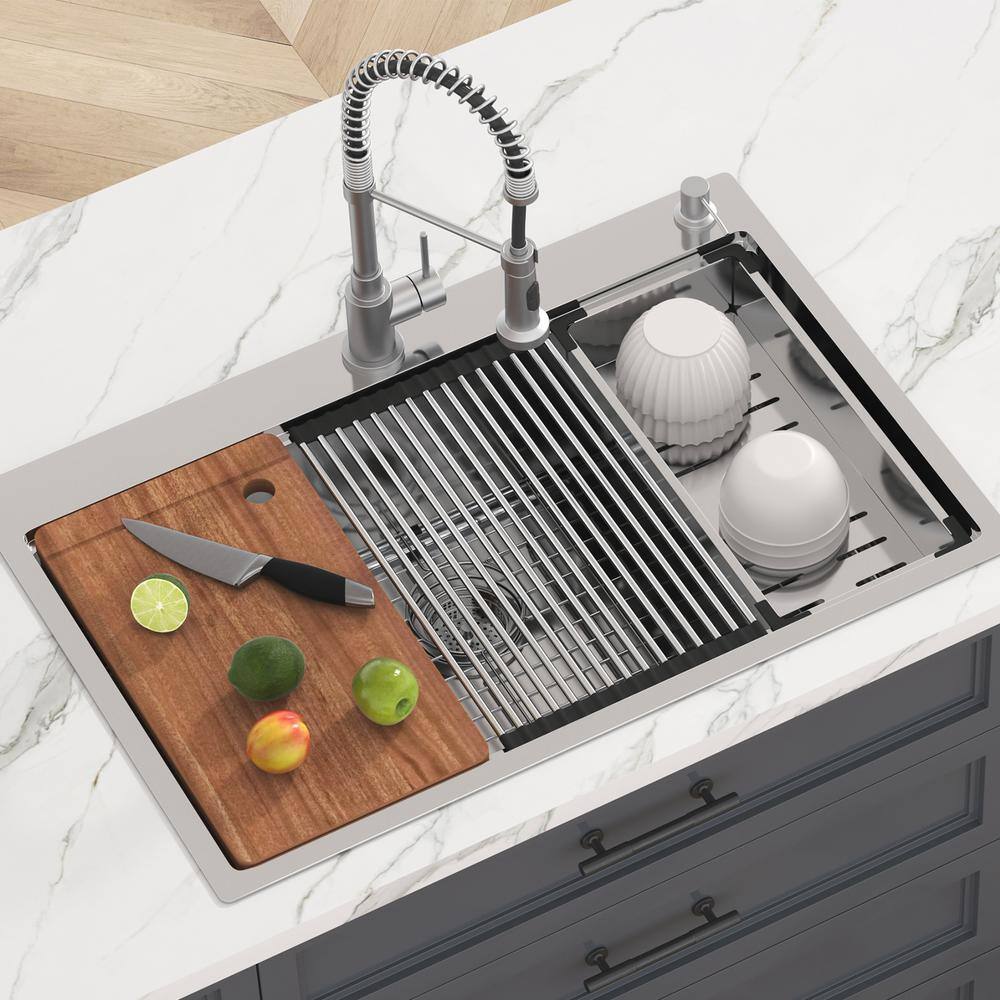 33'' Stainless Steel Single Bowl Top Mount Kitchen Sink