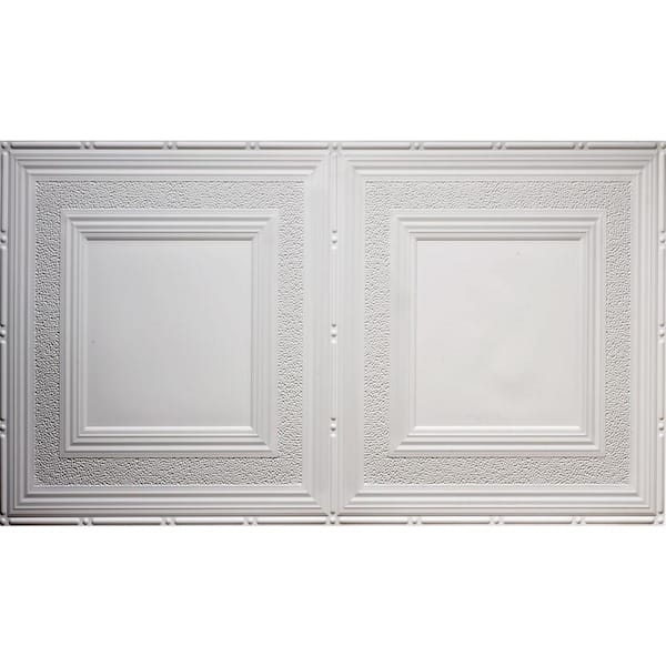 Global Specialty Products Dimensions 2 ft. x 4 ft. Glue Up Tin Ceiling Tile in Matte White