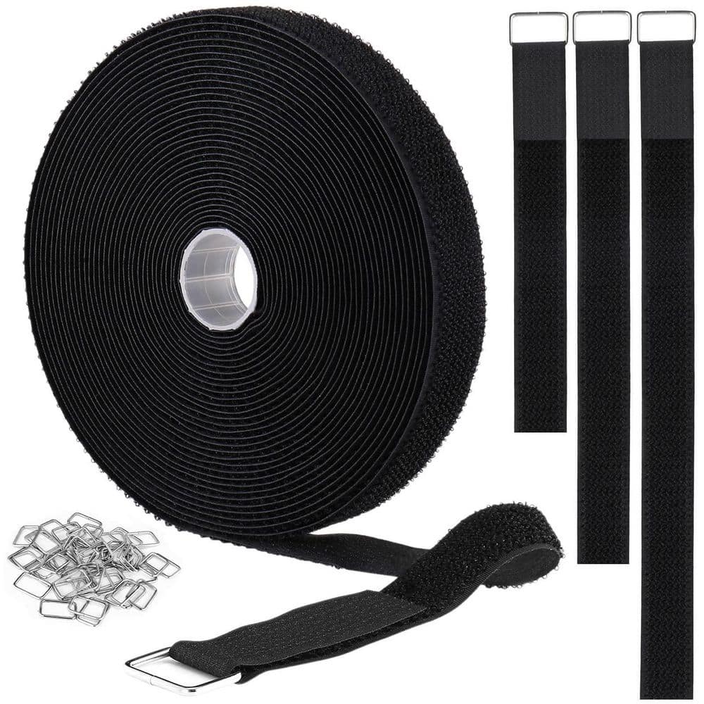 Augbeer Nylon Hook and Loop Straps with 50 Metal Buckles and Adjustable ...
