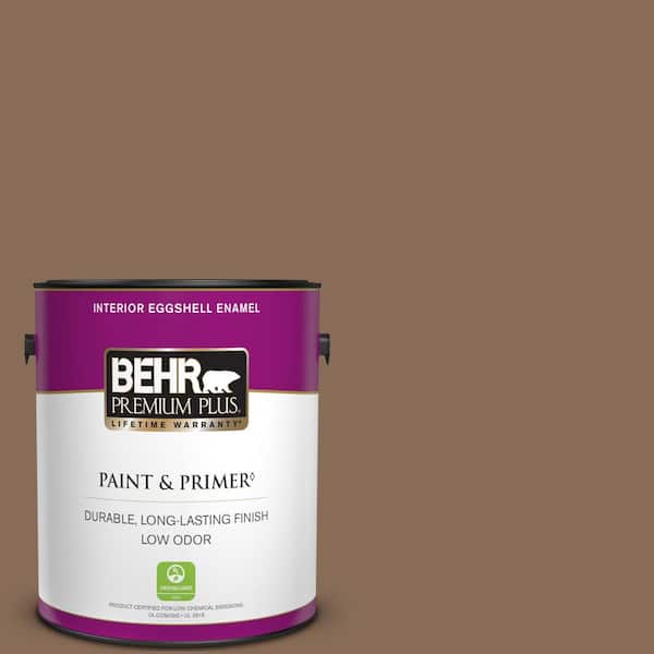BEHR PREMIUM PLUS 1 gal. #BNC-34 Spiced Latte Eggshell Enamel Low Odor Interior Paint & Primer