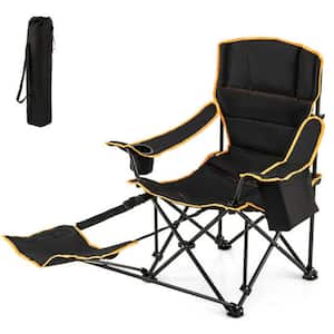 2-Position Adjustable Backrest Folding Camping Chair with Footrest Camping Lounge Chair with Carry Bag