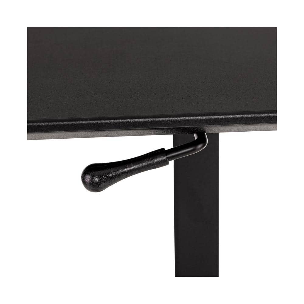 Black Adjustable Height Mobile Rolling Laptop Desk with MDF Top