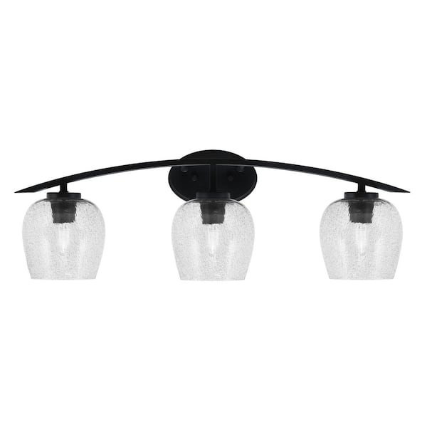 Unbranded Siena 29 in. 3-Light Vanity Light Matte Black with Smoke Bubble Glass Shades