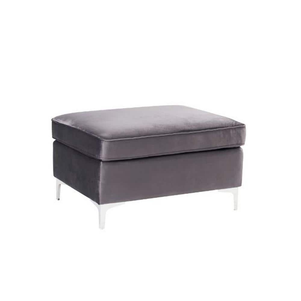 Gray Fabric Rectangle Accent Ottoman